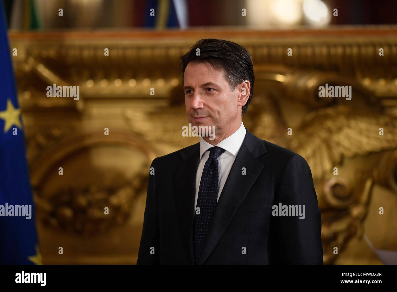 Rome, Italie. 1er juin 2018. Le Premier ministre italien Giuseppe Conte assiste à la cérémonie d'assermentation du nouveau cabinet au Palais du Quirinal à Rome, Italie, 1 juin 2018. Le nouveau gouvernement du premier ministre Giuseppe Conte a officiellement pris ici vendredi, mettant fin à l'impasse d'une durée depuis début mars vote non concluant. Credit : Alberto Lingria/Xinhua/Alamy Live News Banque D'Images