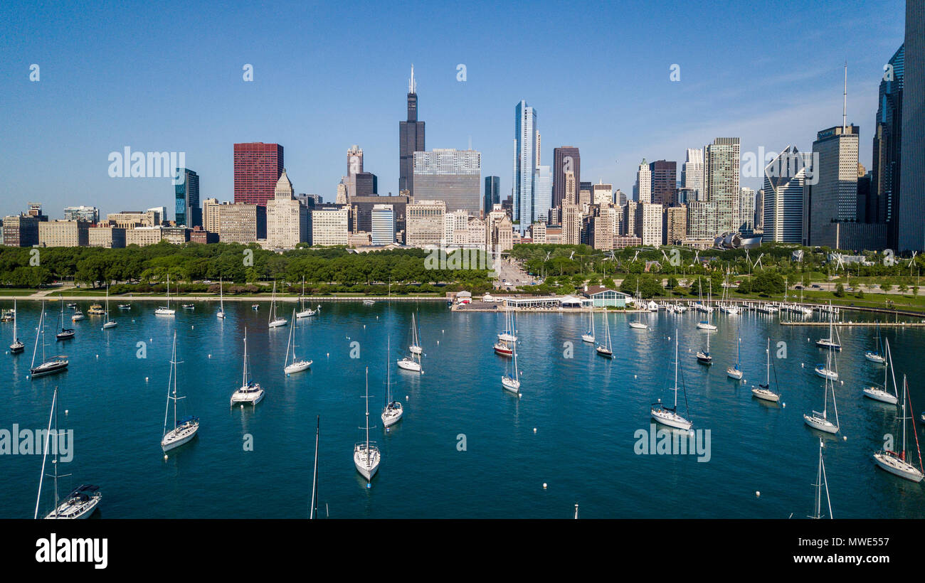 Port de Monroe, d'horizon de Chicago, Chicago, Illinois, USA Banque D'Images