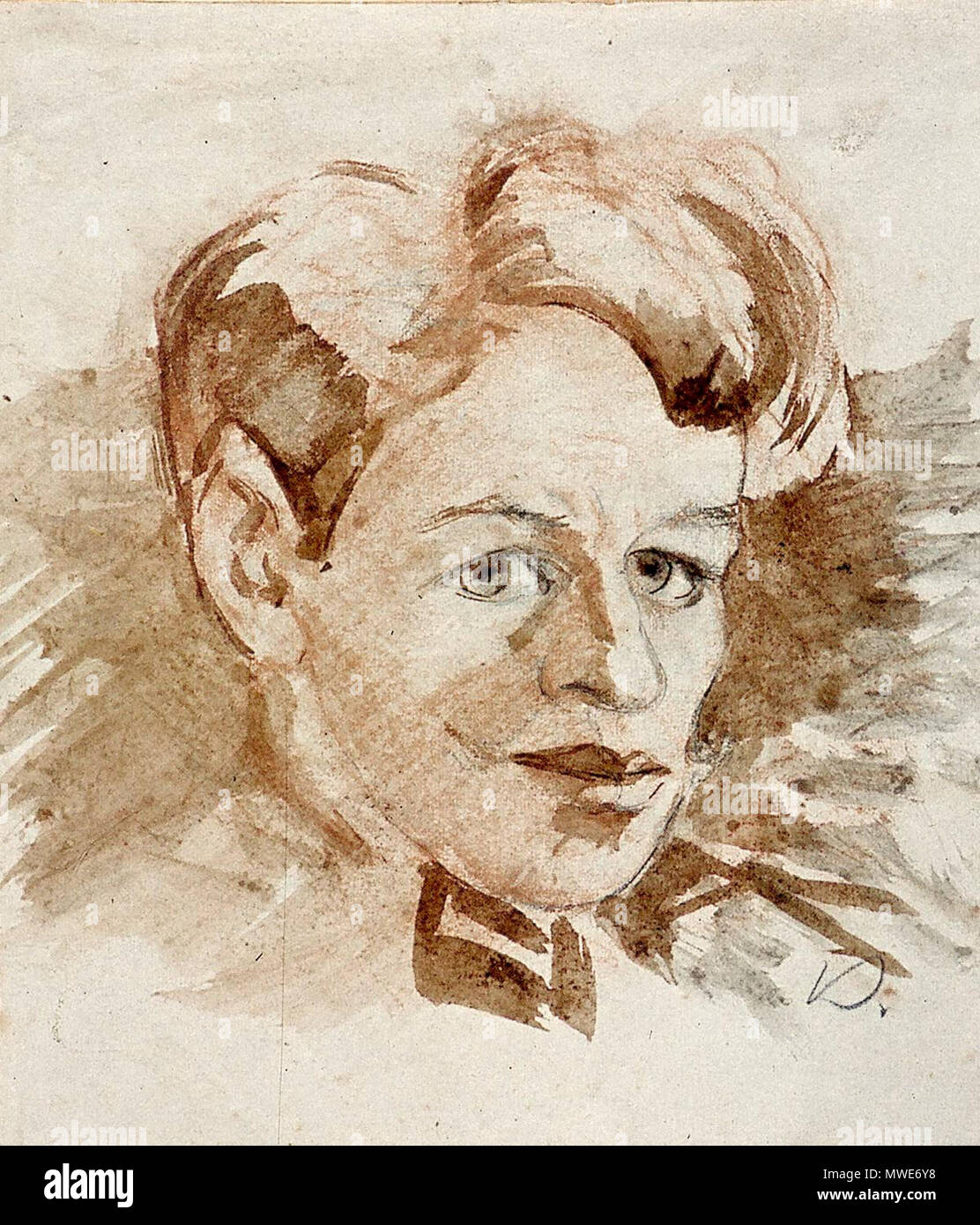 . Nederlands : Auto-portrait. vers 1905. Crayon, Aquarelle brun ou l'encre brune sur papier. 18,5 × 16 × 6,2 cm (7.2 in). Utrecht, Centraal Museum. vers 1905. Theo van Doesburg (1883-1931) Noms alternatifs Christian Emil Marie Küpper (Emile), I.K. Bonset Description architecte néerlandais, peintre, dessinateur et écrivain Date de naissance/Décès 30 Août 1883 7 mars 1931 Lieu de naissance/décès Utrecht Davos période de travail, lieu de travail 1899-1931 Amsterdam (1899-1914), Amersfoort (septembre 1908), Apeldoorn (juillet 1910), Fort bij Veldhuis (Heemskerk) (juillet 1914), Groesbeek (Mai 1915-juin 1915, art. Banque D'Images