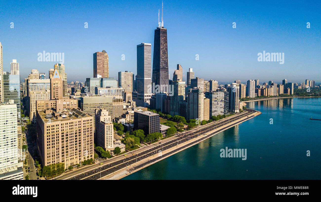 Horizon de Chicago du lac Michigan, Chicago, Illinois, USA Banque D'Images