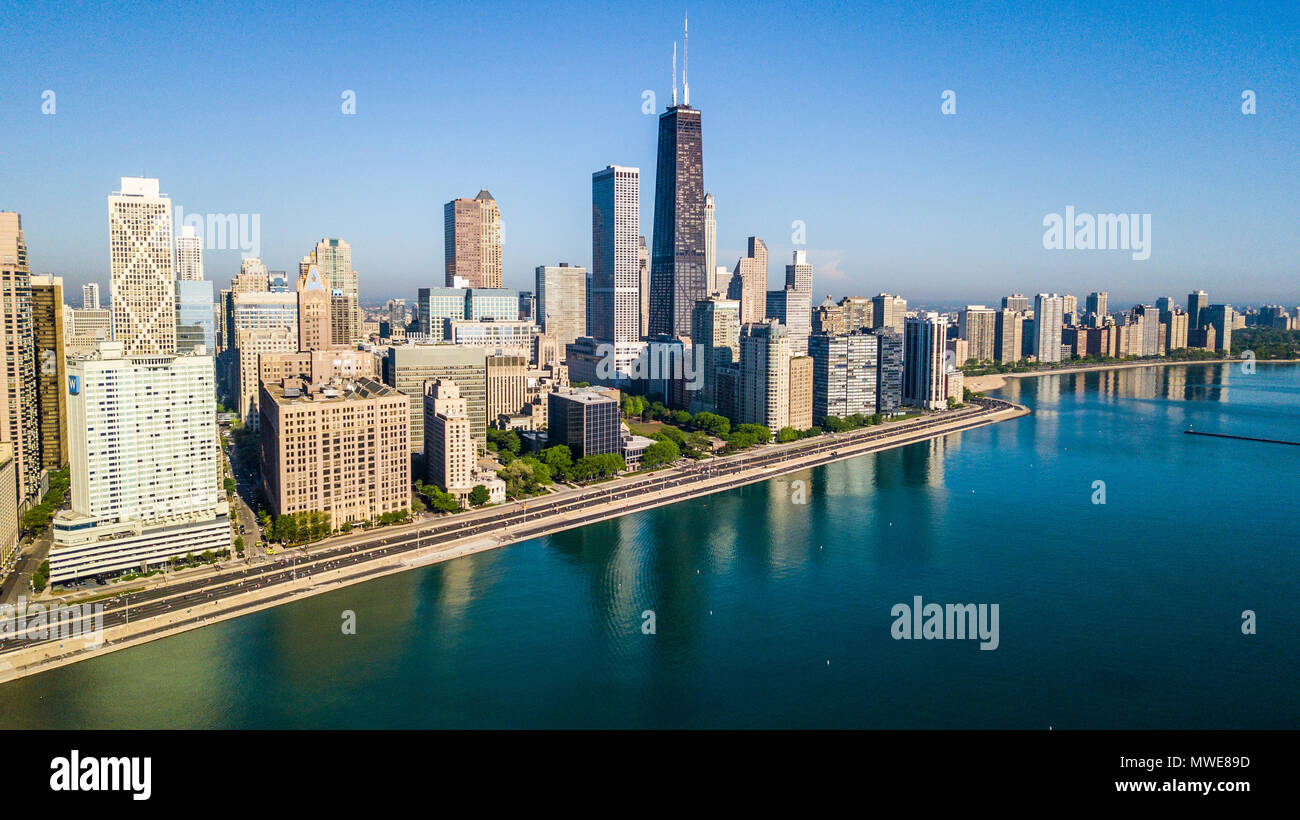 Horizon de Chicago du lac Michigan, Chicago, Illinois, USA Banque D'Images