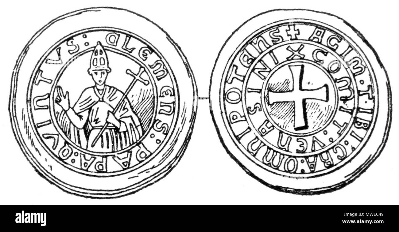 . Pièce de monnaie du pape Clément V (1305-14). Voir une pièce similaire ici. 1898. CoinageOfPopeClementV 137 inconnu Banque D'Images