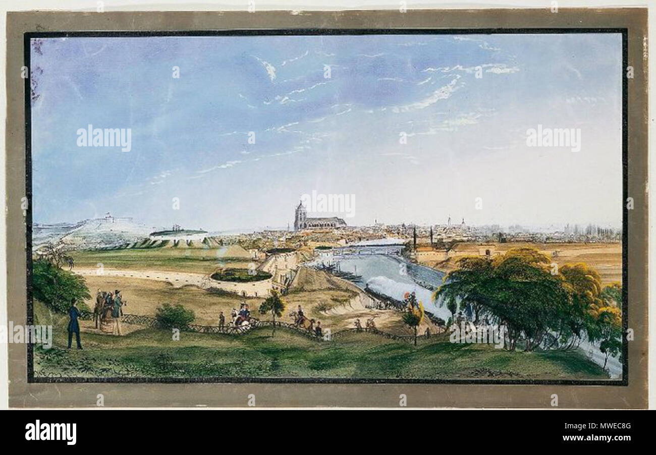 . Jacob Eggli, Blick auf die Bundesfestung Ulm, 1857, Kupferstich, koloriert, 26.4 x 60,5 cm . 1857 304 Jacob Eggli Blick auf Ulm 1857 Banque D'Images