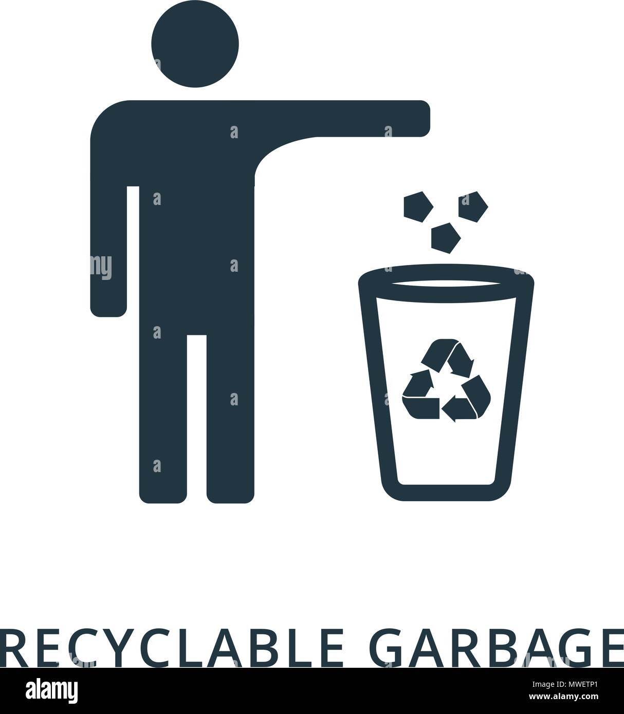 Le recyclage des déchets. Icône de style plat design. L'ASSURANCE-CHÔMAGE. Illustration de l'icône le recyclage des déchets. Les pictogrammes isolé sur blanc. Prêt à utiliser dans la conception de sites web, applications, logiciel, imprimer. Illustration de Vecteur