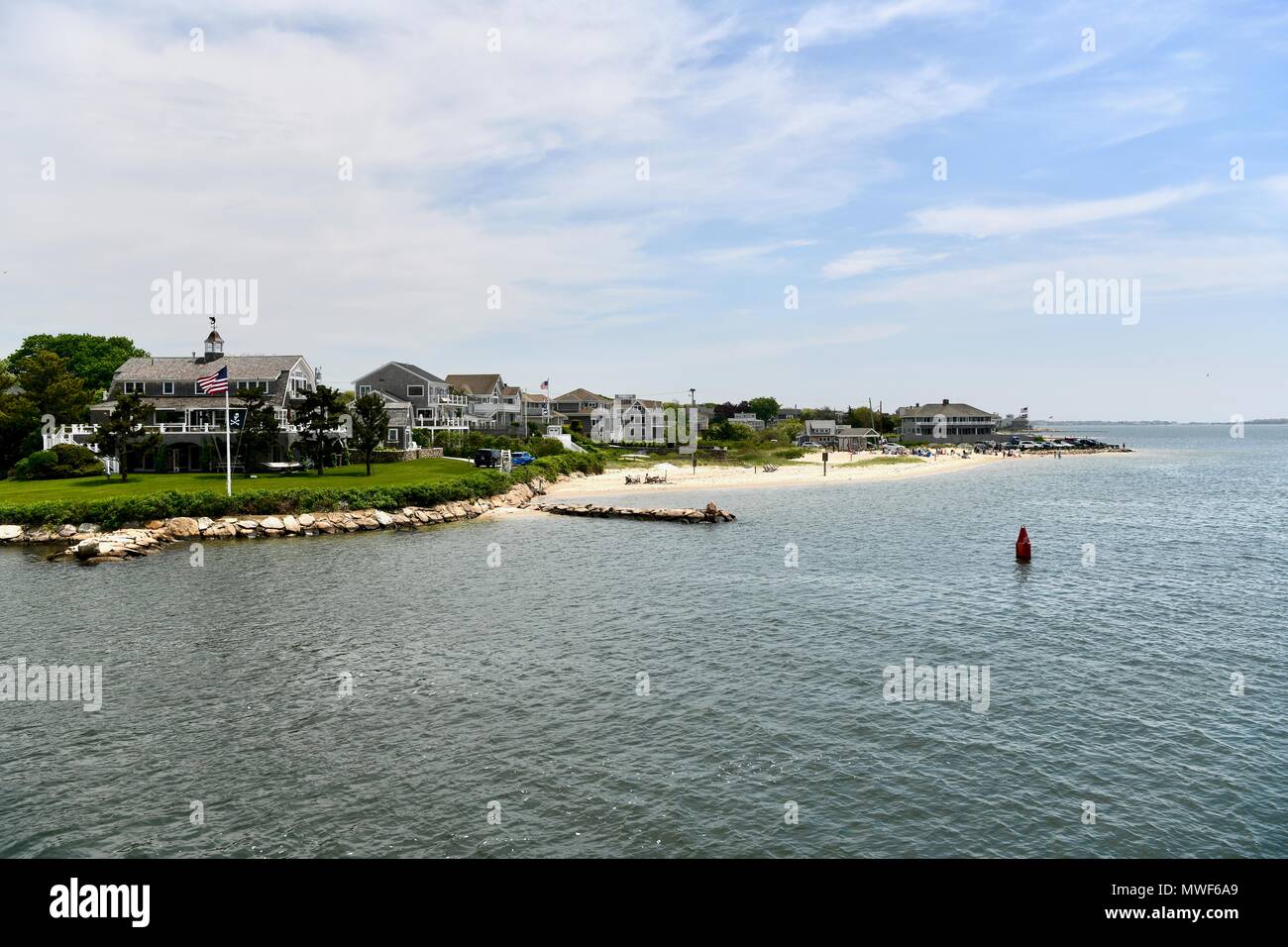 Avis de maisons de plage le long de la côte de Cape Cod, Massachusetts, USA Banque D'Images