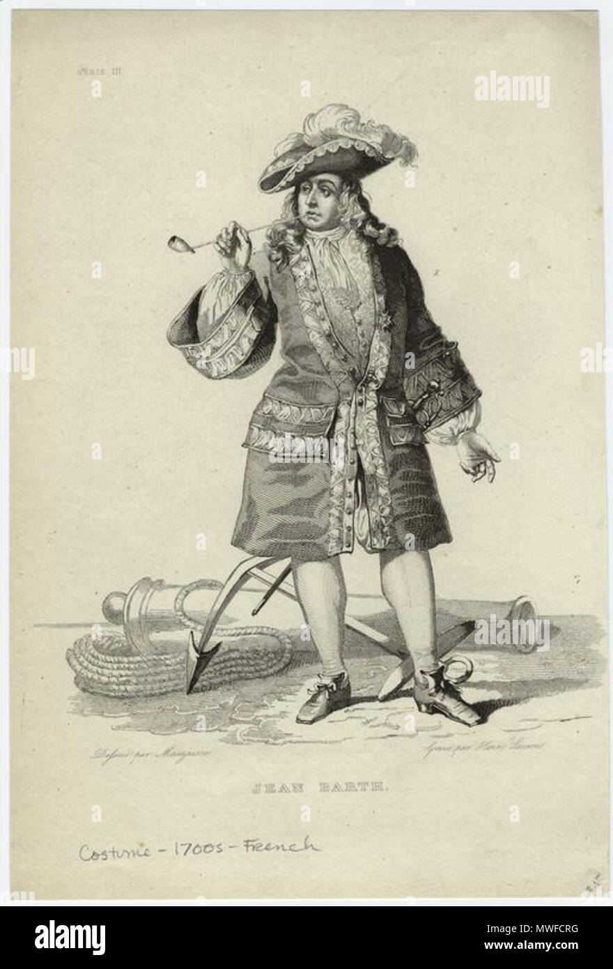 Jean Bart (1650-1702), comandante naval francês e corsário, ameaçando  explodir seu navio - O corsário Jean Bart (1650-1702) ameaça um corsário  inglês
