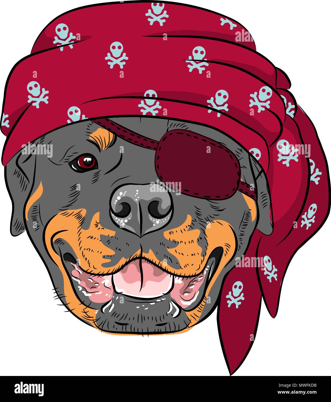 Rottweiler chien vecteur Pirate Illustration de Vecteur