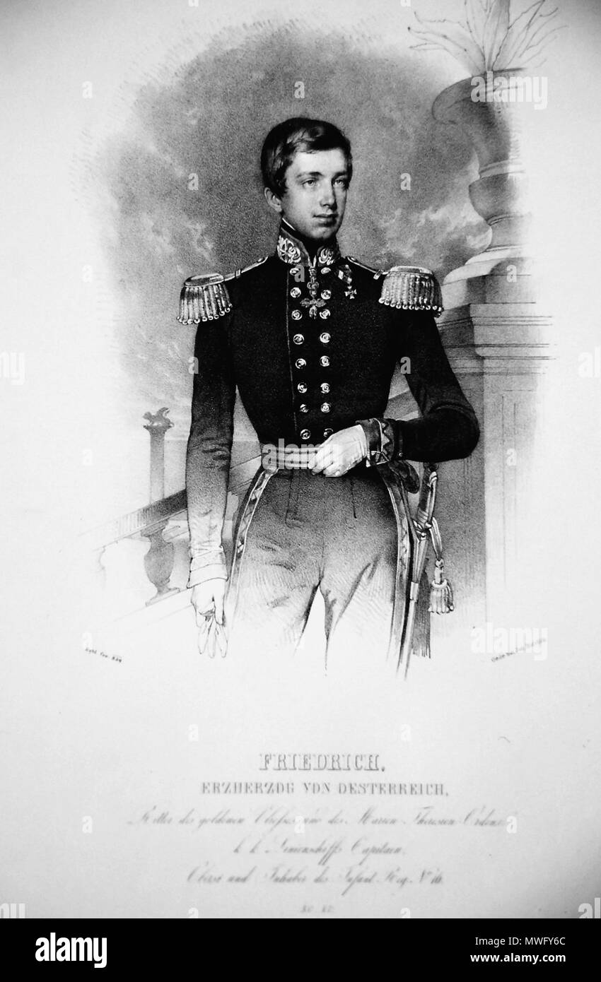 . Anglais : Erzherzog Friedrich Ferdinand von Österreich (1821-1847), le Vizeadmiral, Oberkommandant der k. k. Flotte Lithographie von Franz Eybl, 1839 . 1839. Franz Eybl ( + 1880), Foto Peter Geymayer 194 Erzherzog Friedrich 1839 Litho Banque D'Images