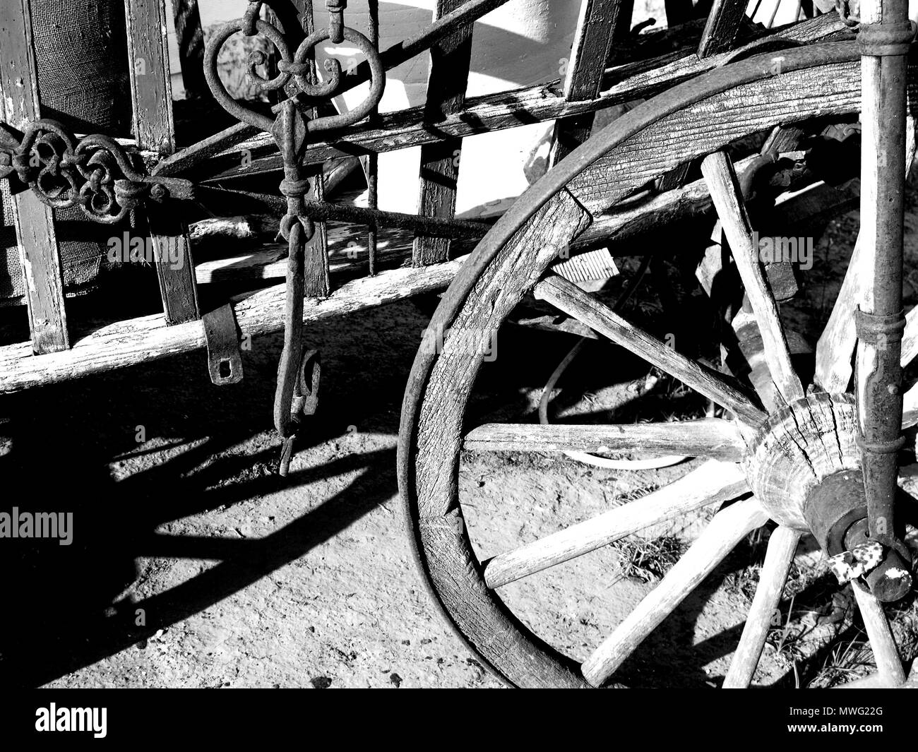 Volant d'un ancien wagon. Banque D'Images