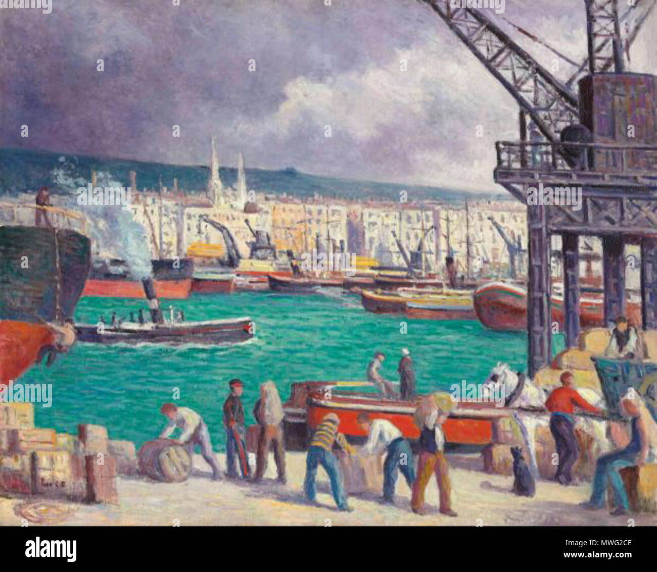 . English : Rouen, le port . Peint en 1913 408 Maximilien Luce Rouen, le port Banque D'Images