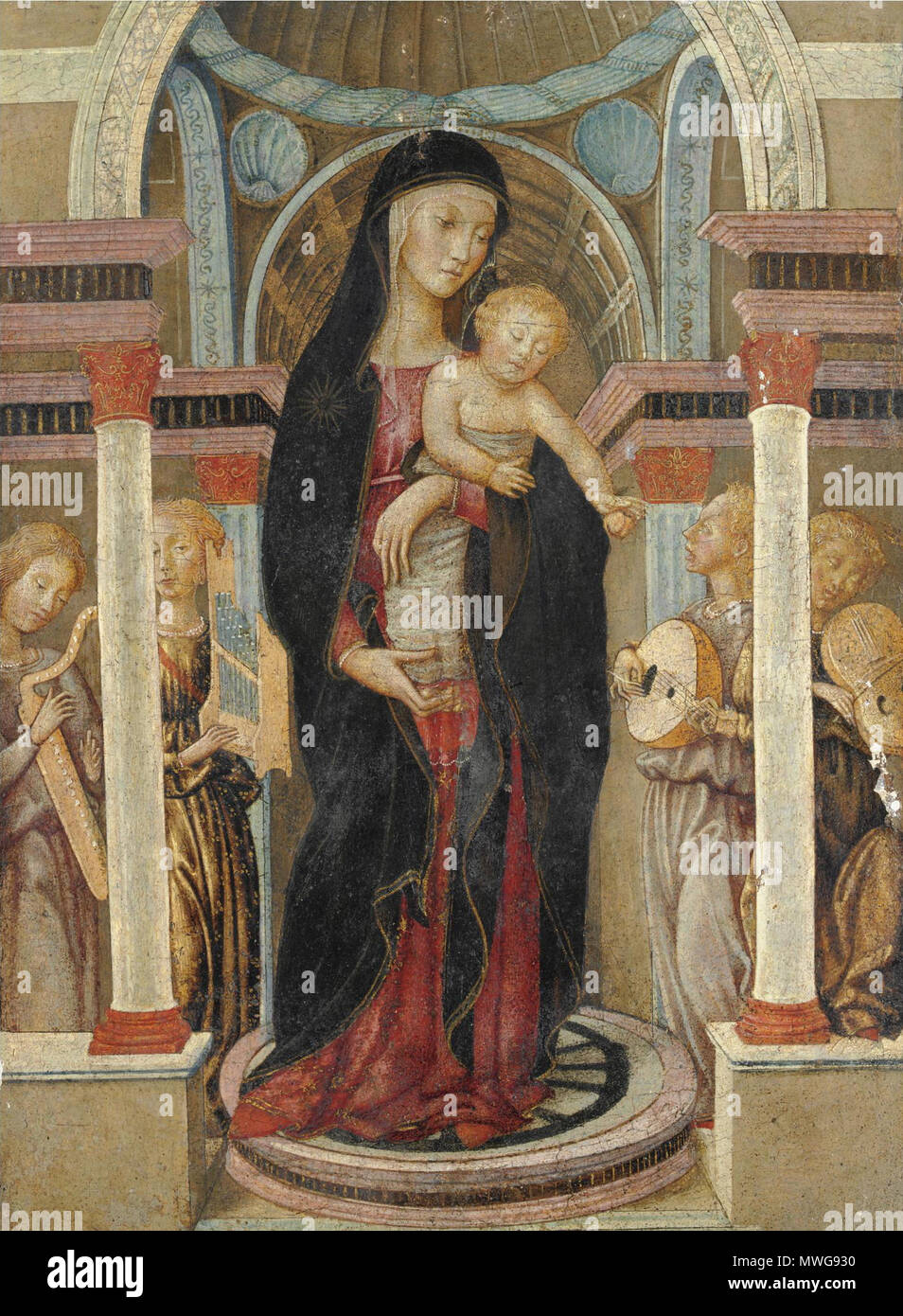 . Anglais : Lo Scheggia, Madonna col bambino E QUATTRO ANGELI MUSICANTI, 15c., Sotheby's . 9 juin 2014, 16:50:49. Giovanni di ser Giovanni Guidi (1406-1486) Noms alternatifs Lo Scheggia, maître de la Cassone Adimari, Maître de l'AMED Retable Description peintre italien Date de naissance/décès 1406 1 novembre 1486 Lieu de naissance/décès San Giovanni Valdarno Florence contrôle d'autorité : Q2738832 : 3334881 VIAF ISNI : 0000 0000 6679 7607 ULAN : 500022041 RCAC : nr92038838 : WGA SCHEGGIA WorldCat 374 Lo Scheggia, Madonna col bambino E QUATTRO ANGELI MUSICANTI, 15c., Sotheby's Banque D'Images