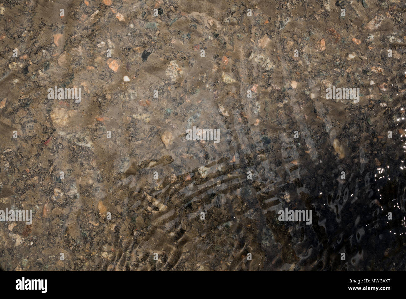 La texture du fond de la rivière est rempli de pierres. Banque D'Images