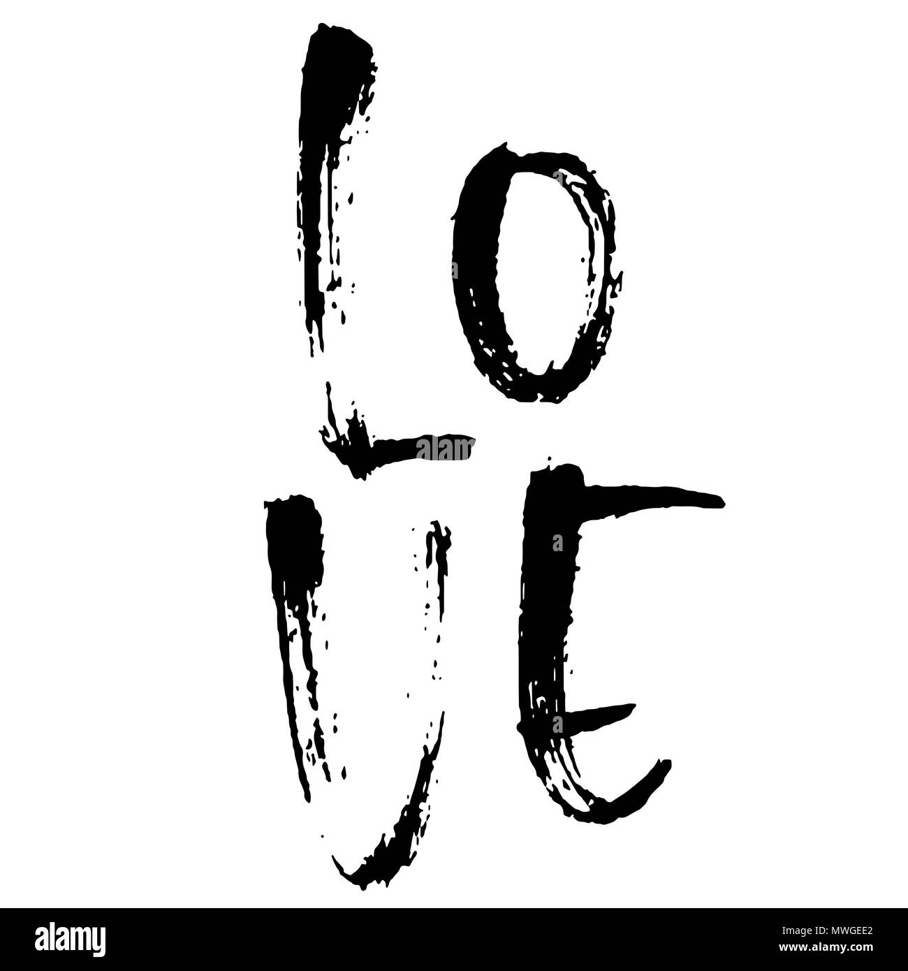 L'amour. La calligraphie au pinceau sec moderne. Phrase manuscrite isolé sur fond blanc pour la Saint-Valentin, mariage cartes, carte de l'affiche. Vector illustration. Illustration de Vecteur