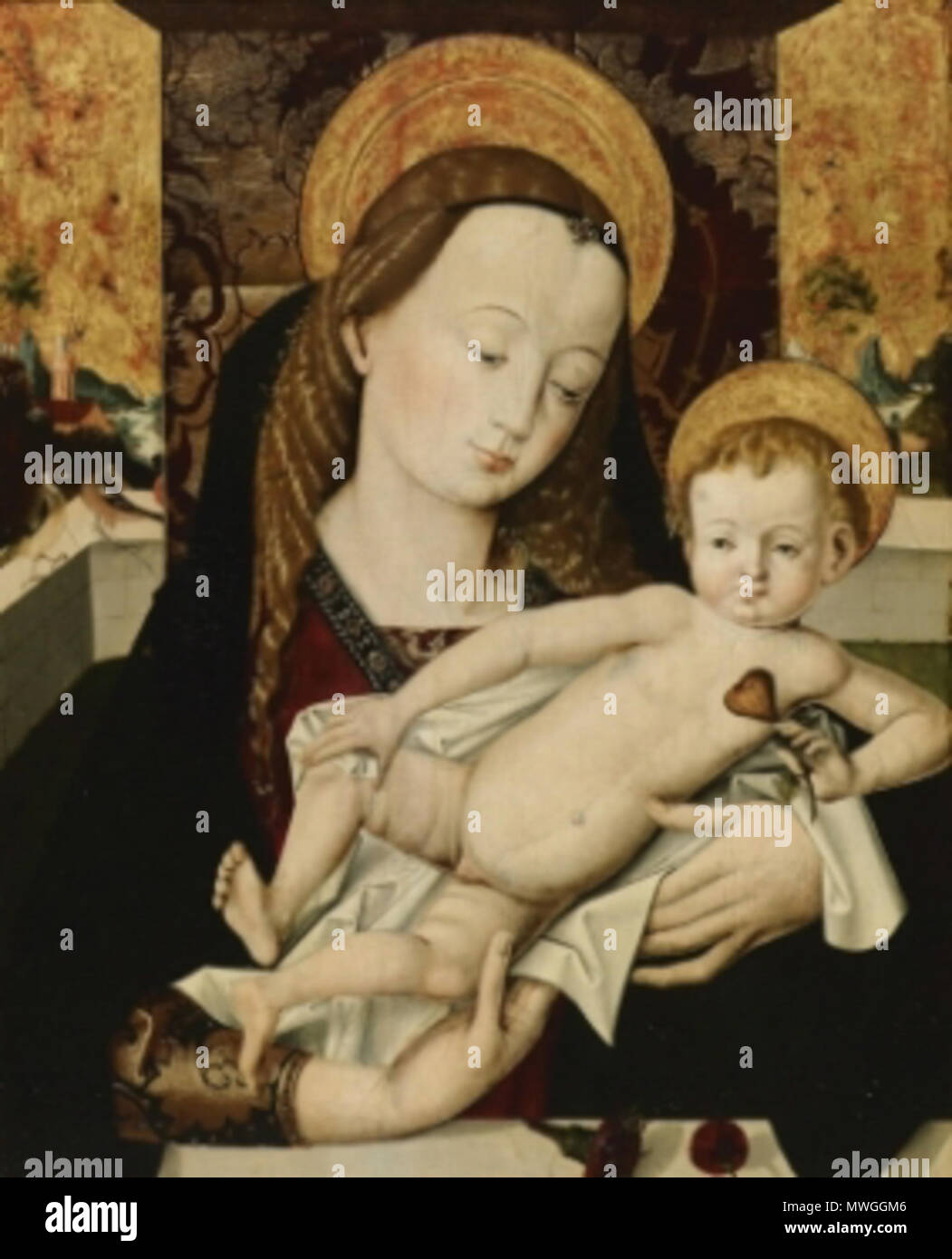 . Deutsch : Madonna mit Genre . circa 1490. Meister der Habsburger 410 Meister der Habsburger - Madonna mit Genre Banque D'Images