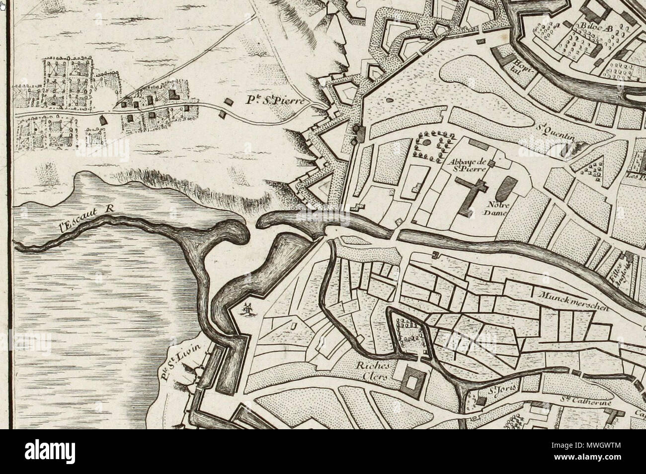 . Anglais : Site de Gand par Georges Louis Le Rouge . 29 février 2012. George Louis le rouge (*1707 - †1790) 393 Plan de Gand par Georges Louis Le Rouge, détail (5) Banque D'Images