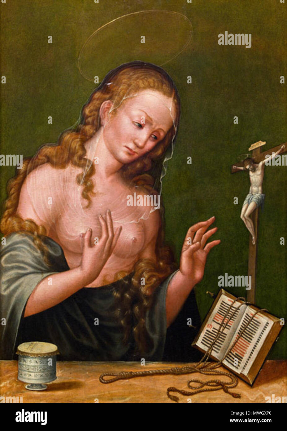 . Maria Magdalena. Wohl Deutsch, 2. Hälfte 16. Jahrhundert. Öl auf Holz. 75 × 53,5 cm. par 1940. peut-être par Georg Gärtner le jeune (1575-1654) 397 Maria Magdalena dt um1600 Banque D'Images