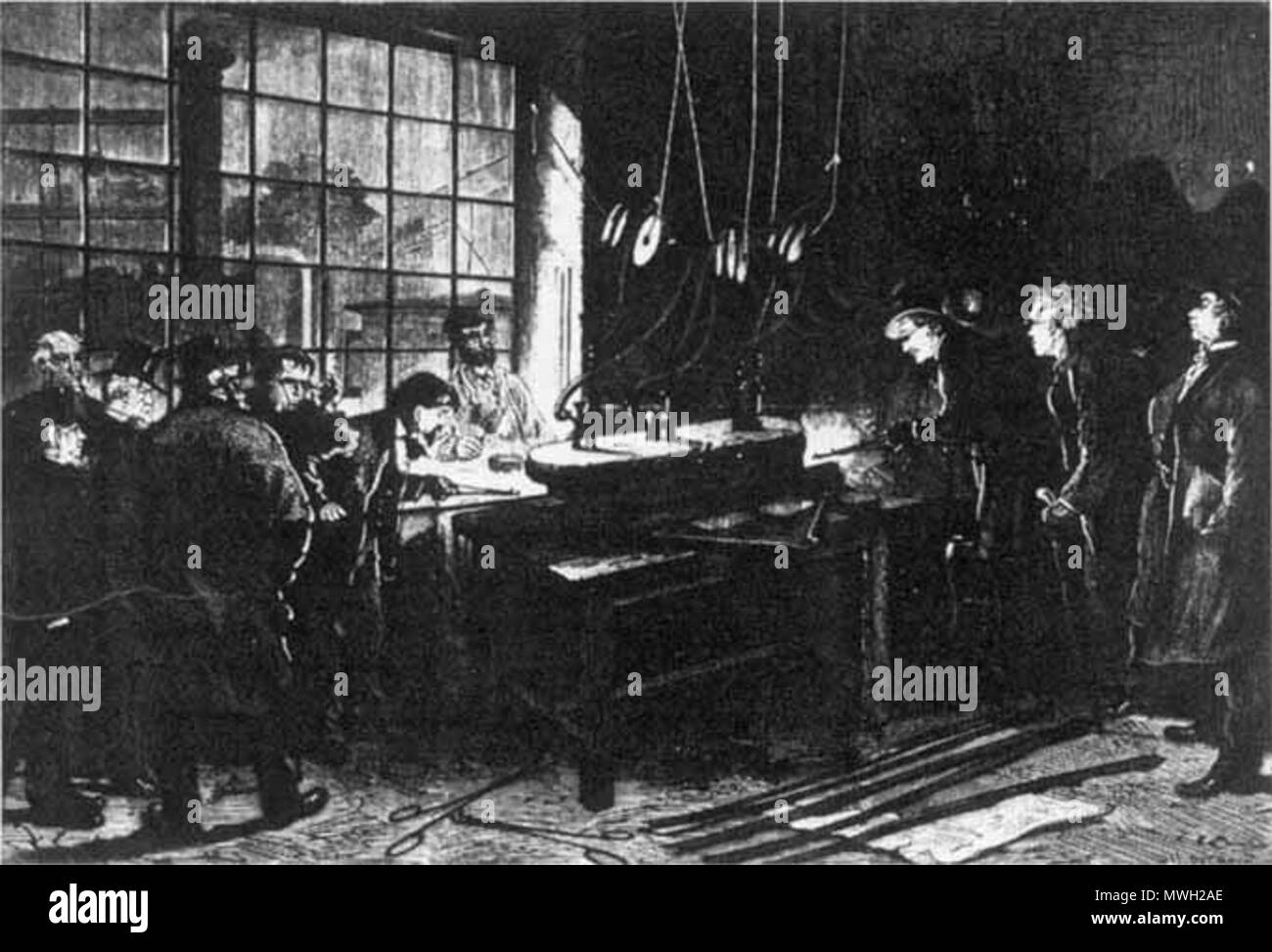 . Magyar : UN ötvözet öntése kísérleti méter un Főiskolán májusában párizsi Műszaki 1874 Anglais : préparation du premier mètre-alliage en mai 1874, au Conservatoire des Arts et Métiers, Paris . 28 mai 2012. Pas de 413 mètres alloy Banque D'Images