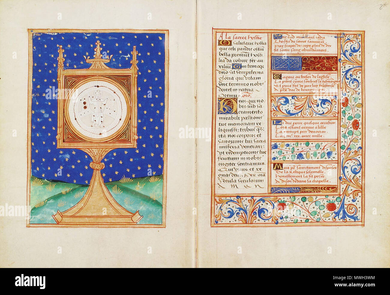 . Wien, Österreichische Nationalbibliothek, cod. 1857, Stundenbuch der Maria von Burgund. Dans Unterkirchner : Franz (Hrsg.) : Das Stundenbuch der Maria von Burgund. Le Codex Vindobonensis 1857 der Österreichischen Nationalbibliothek (Glanzlichter der Buchkunst), Darmstadt, 1993. vers 1477. 578 Inconnu Stundenbuch der Maria von Burgund Wien cod. 1857 1 v 2 r Banque D'Images