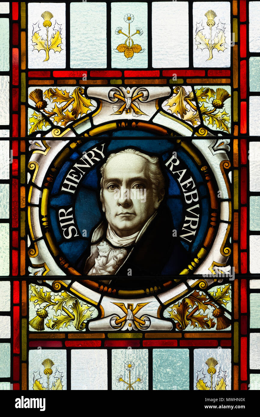 Vitrail montrant sir Henry Raeburn au McManus Art Gallery and Museum de Glasgow, Écosse, Royaume-Uni, Tayside Banque D'Images