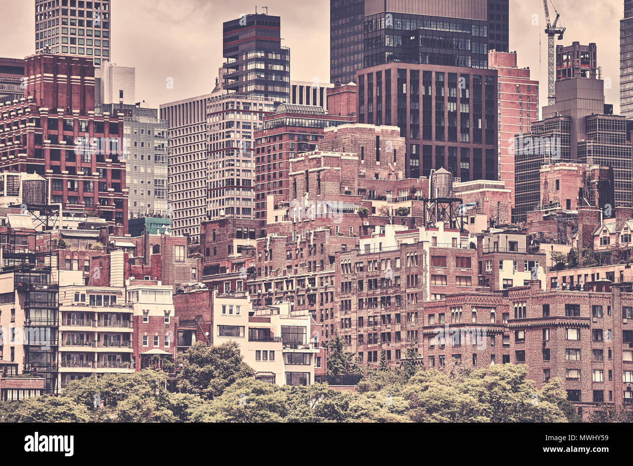 La ville de New York, photo sépia, USA. Banque D'Images