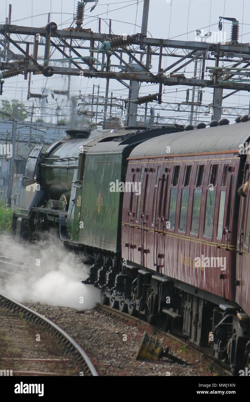 L'emblématique Flying Scotsman voyageant sur son Tour du Chilterns, une excursion de 5 heures avec de la vapeur des rêves, 31 mai 2018 Banque D'Images