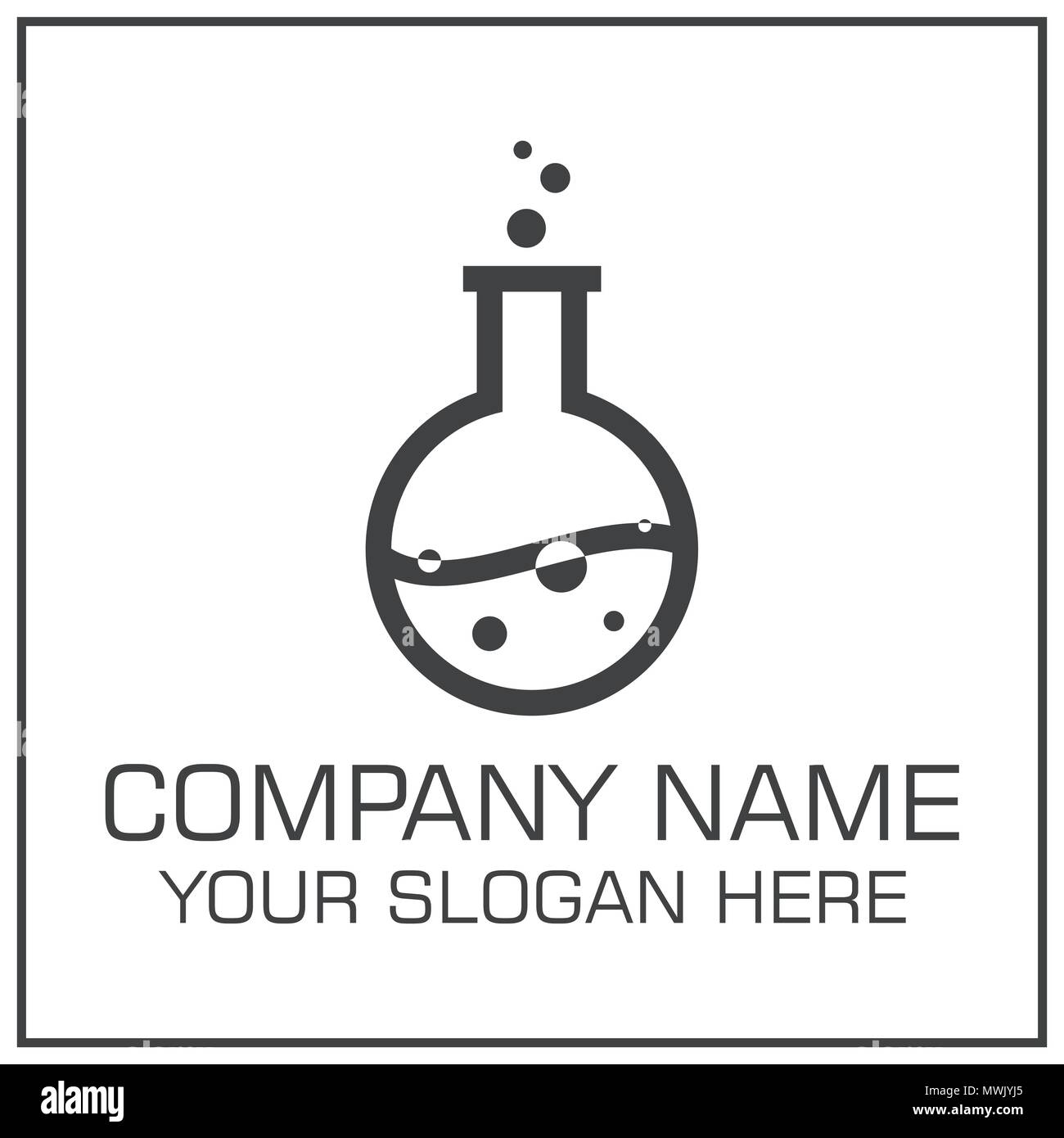 Flacon de laboratoire avec un liquide logo Vector Design for Science Société ou laboratoire Illustration de Vecteur