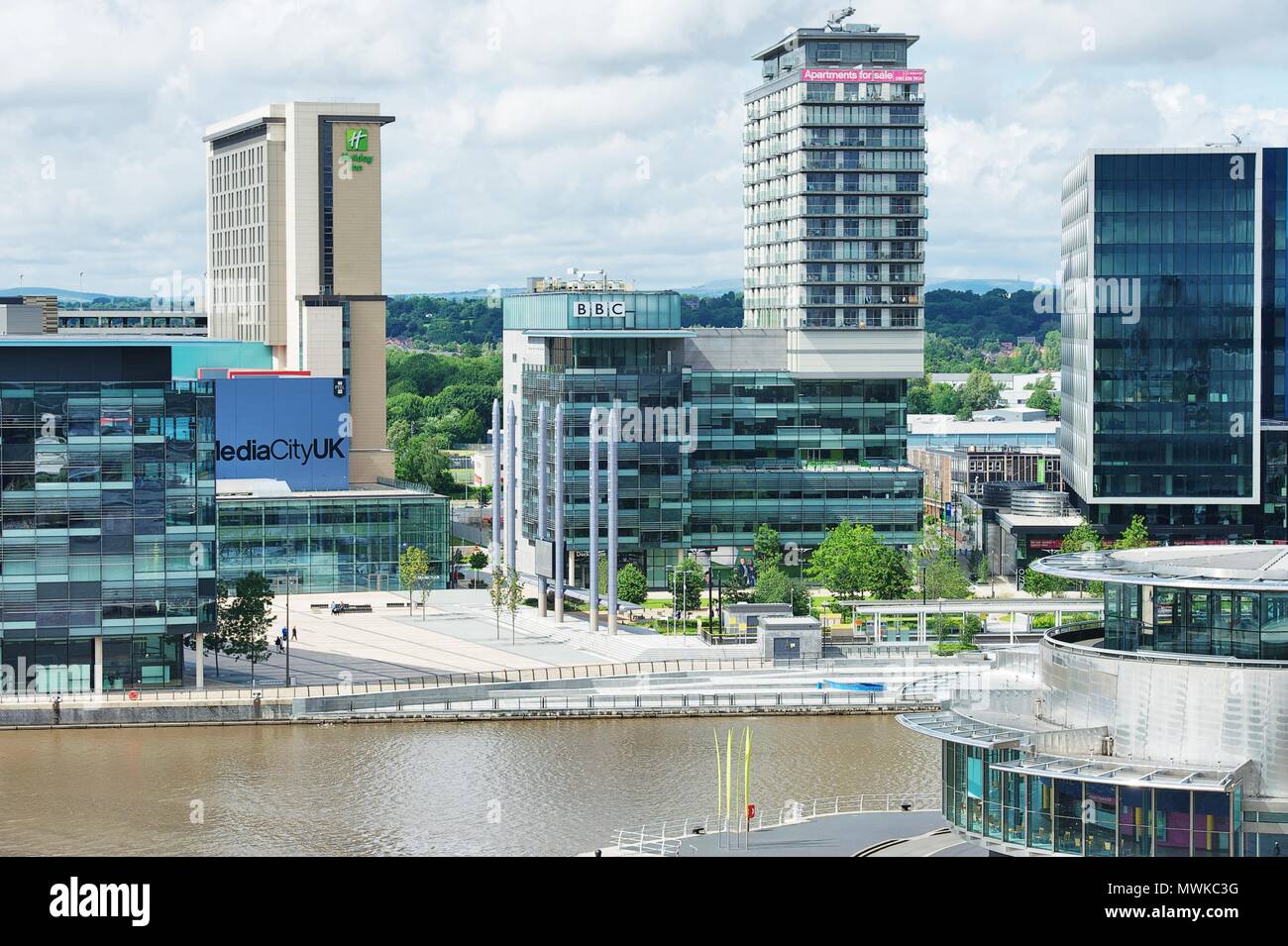 Quay West et de vues, Salford Quays, Manchester Banque D'Images