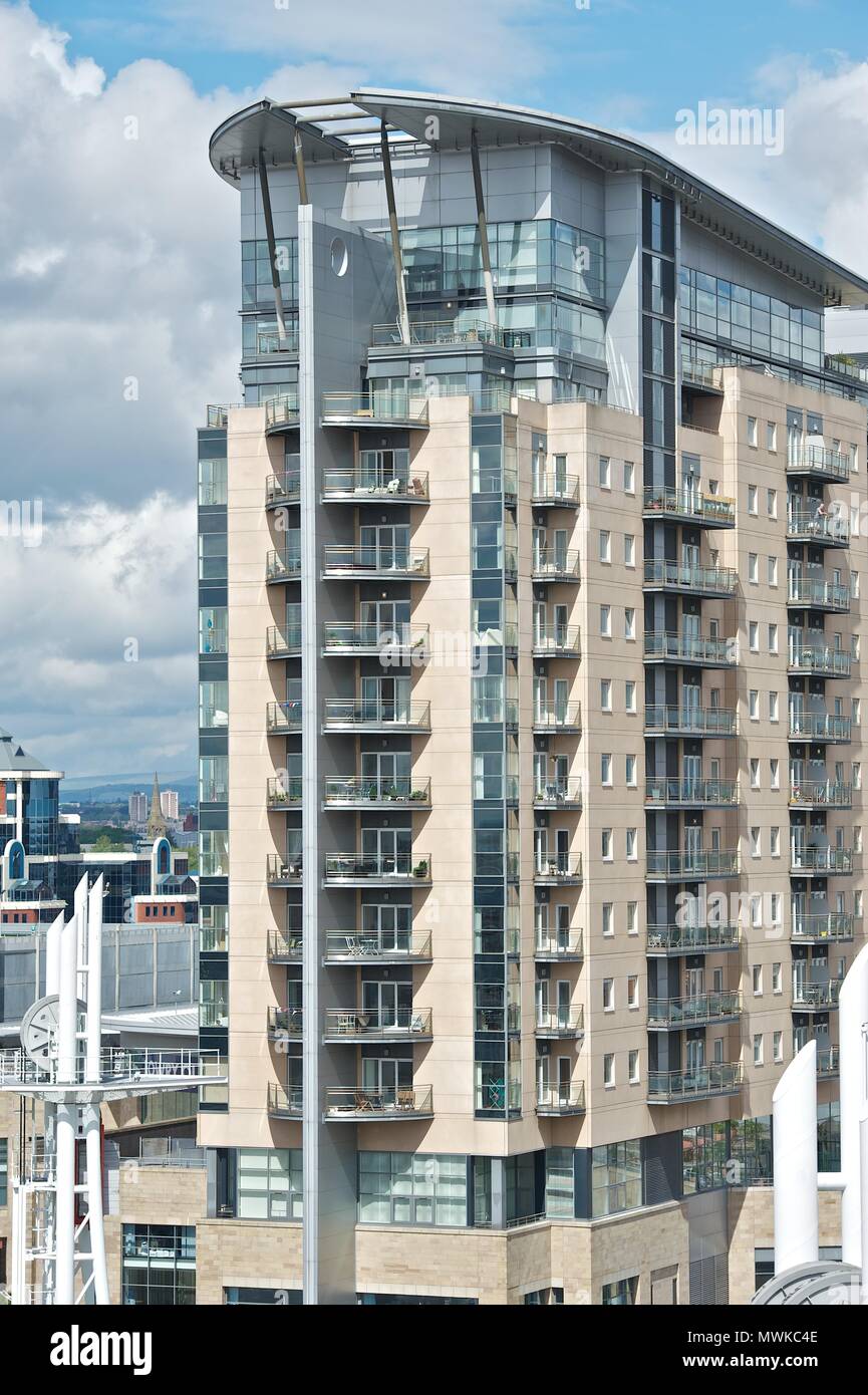 Quay West et de vues, Salford Quays, Manchester Banque D'Images