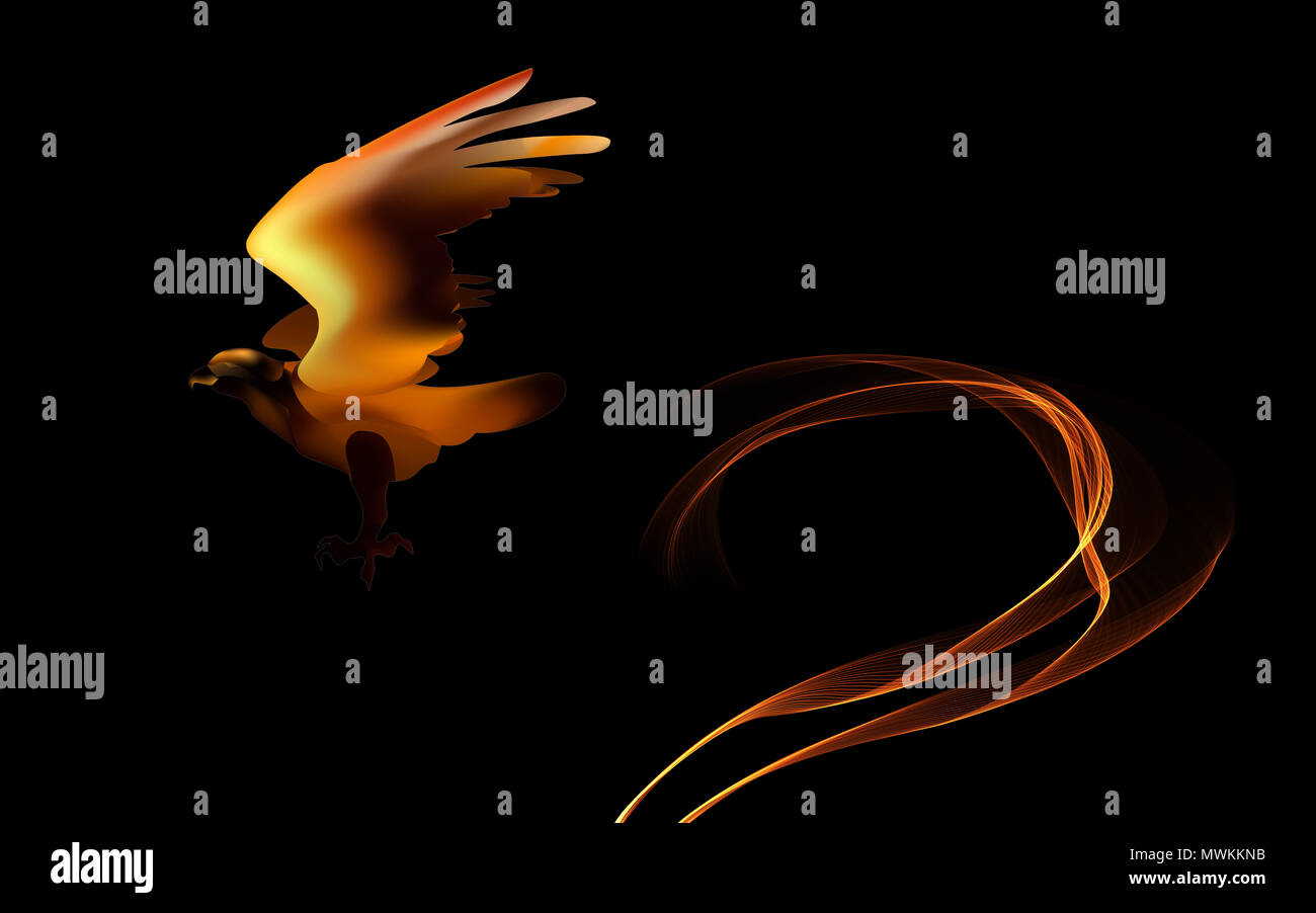 Oiseau De Feu En Vol De Laigle Comme Symbole De Puissance