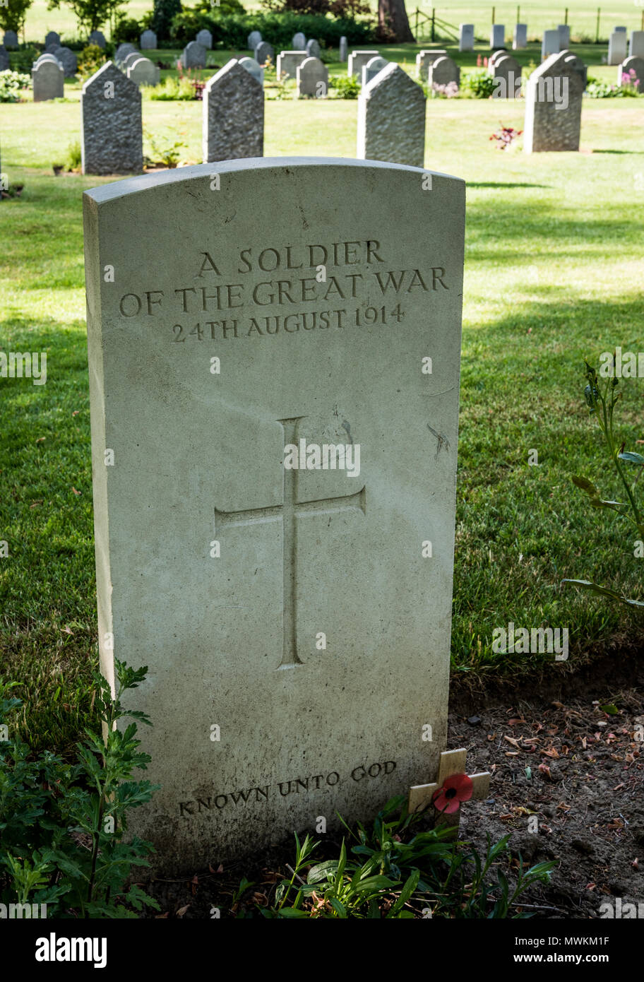 Tombe du soldat britannique non identifié à St Symphorien Cimetière Militaire, près de Mons Banque D'Images