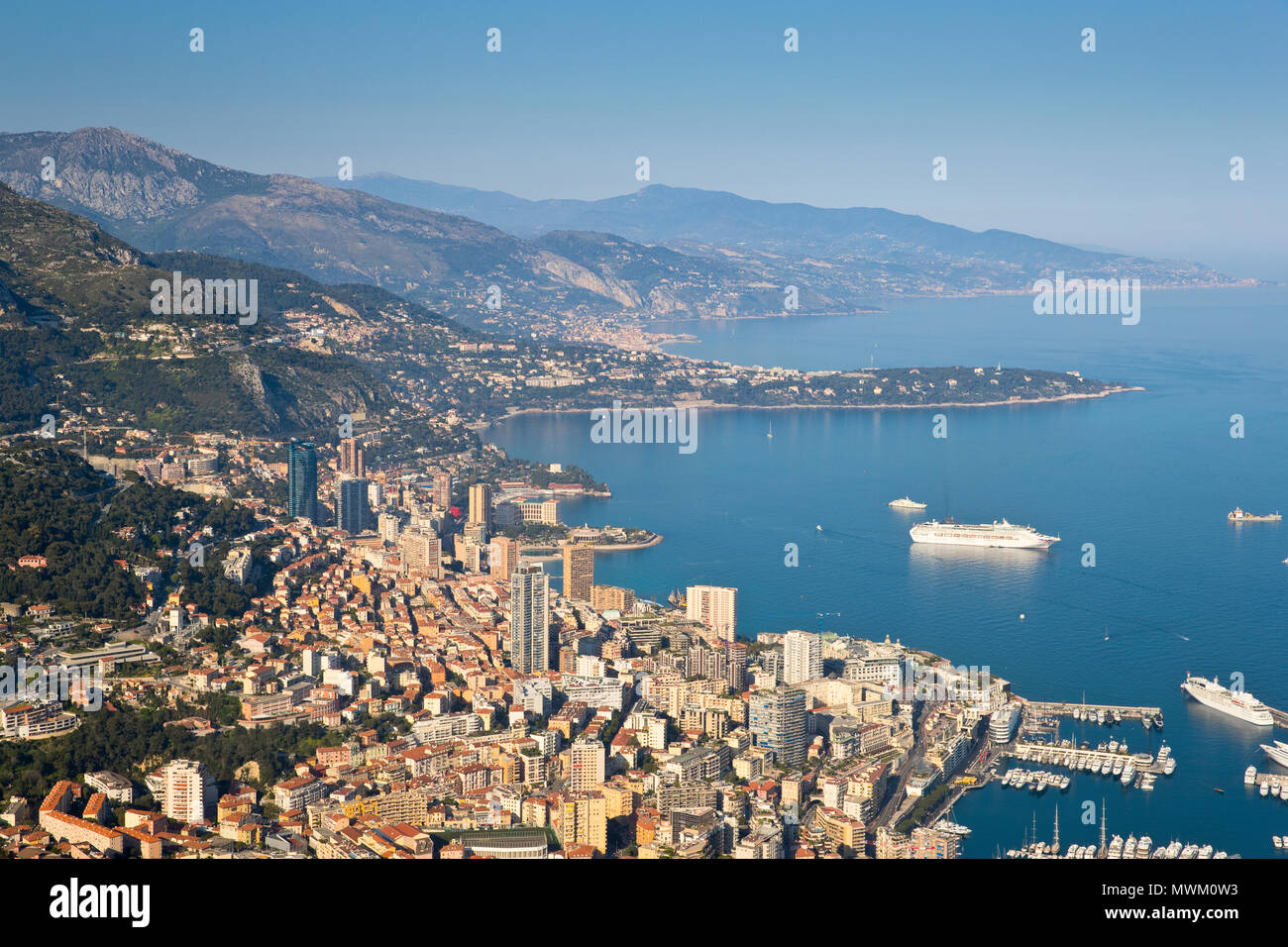 Vue panoramique de Monaco à partir de la tête de chien Banque D'Images