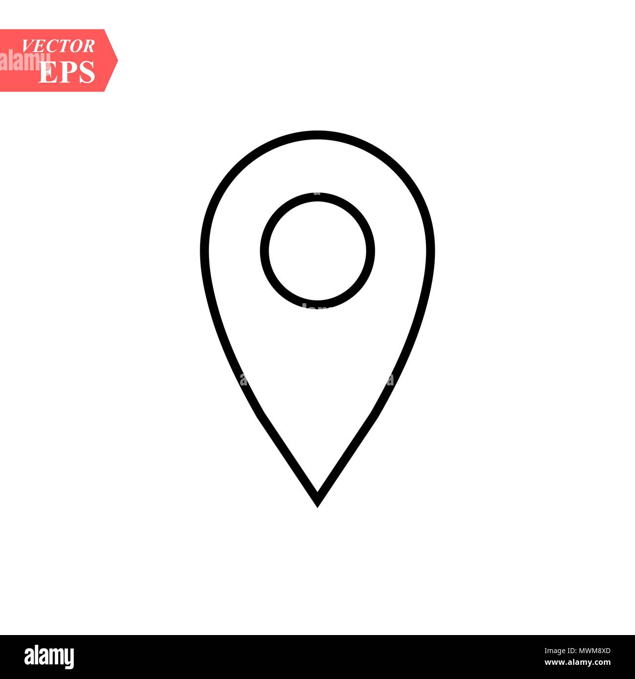 Fine ligne pin point, icône de position sur fond blanc Illustration de Vecteur