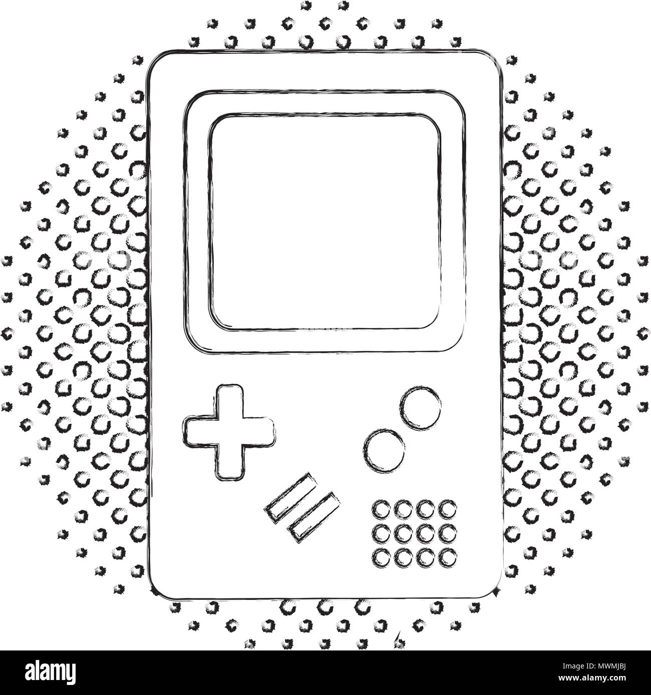 Jeu rétro classique console électronique demi-teinte d'illustration vectorielle Illustration de Vecteur