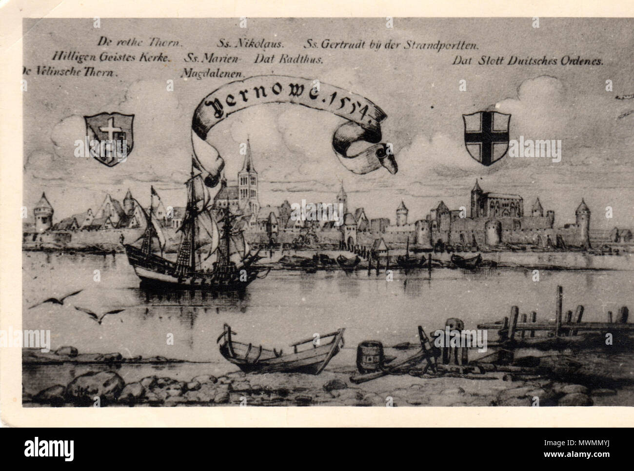 . Anglais : Dimensions de la ville de Pärnu (puis Pernau) . 1554, téléchargé sur 2011-07-14. 1554 Inconnu 477 Pernau Banque D'Images