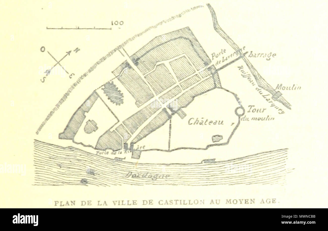 Bergerac sous les Anglais. Essai historique sur le consulat et la communauté de Bergerac au moyen âge 487 Plan de Castillon-la-Bataille au Moyen Âge Banque D'Images