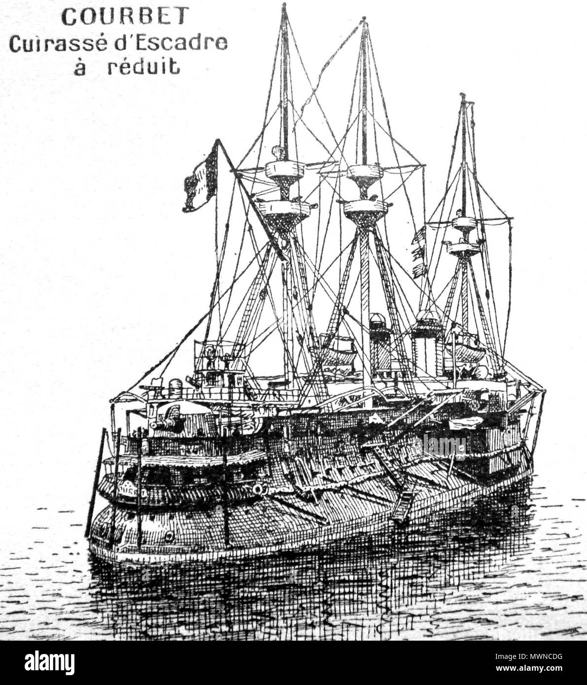 . Cuirasse ferrugineuse d'escadre Courbet . 19e siècle. France d'Inconnu 149 d'escadre Courbet Banque D'Images