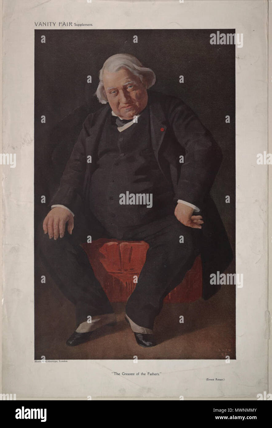 . Les hommes du jour no1247 : Caricature d'Ernest Renan. Sous-titre suivant : 'La plus grande des pères' . 5 octobre 1910. Jean Baptiste' 'Guth Guth 517 Ernest Renan, Vanity Fair, 1910-10-05 Banque D'Images