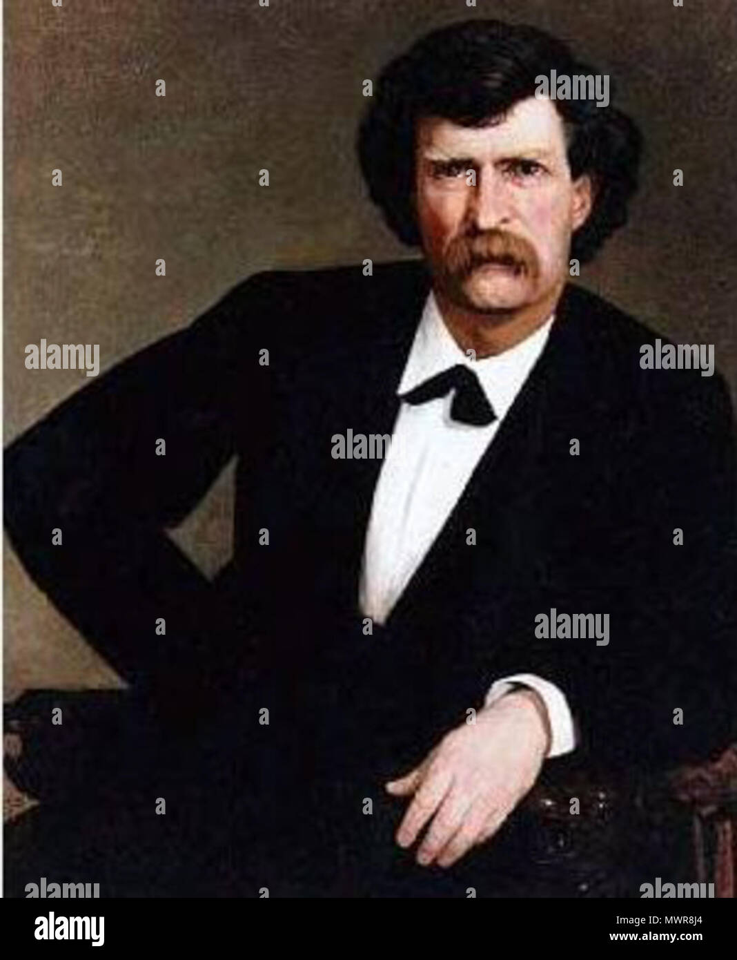 . Millet, 1877 portrait de l'auteur Samuel L. Clemens (Mark Twain). Clara Clemens Gabrilowitsch a fait don du portrait à l'Hannibal, Missouri Free Public Library. 1877. Francis Davis Millet aka Frank Millet (1846-1912) 541 Samuel L Clemens (Mark Twain), par Frank Millet, 1877 Banque D'Images