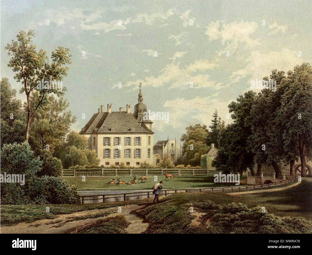 . Deutsch : Schloss Gartrop . Entre 1857 et 1883. E. Hartmann, nach einem von Heinrich Deiters Original 547 Schloss Gartrop Sammlung Duncker Banque D'Images