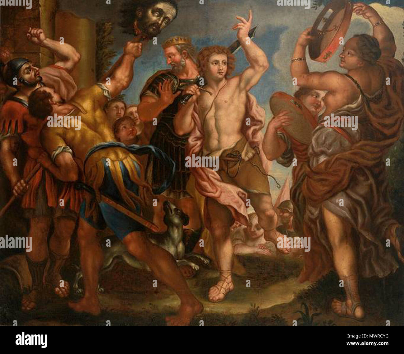 616 Triumph des David über Goliath Niederrhein 17 jh Banque D'Images