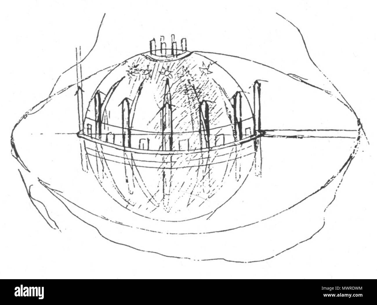 . Anglais : Esquisse de la balle pour Concert Mysterium par Alexander Skrjabin Nikolajewitsch Deutsch : des kugelförmigen Konzertsaals Vincent Delerm für Mysterium von Alexander Skrjabin Nikolajewitsch . 1914. Alexander Nikolajewitsch Skrjabin (1871-1915) 564 Skrjabin Mysterium Sketch Banque D'Images