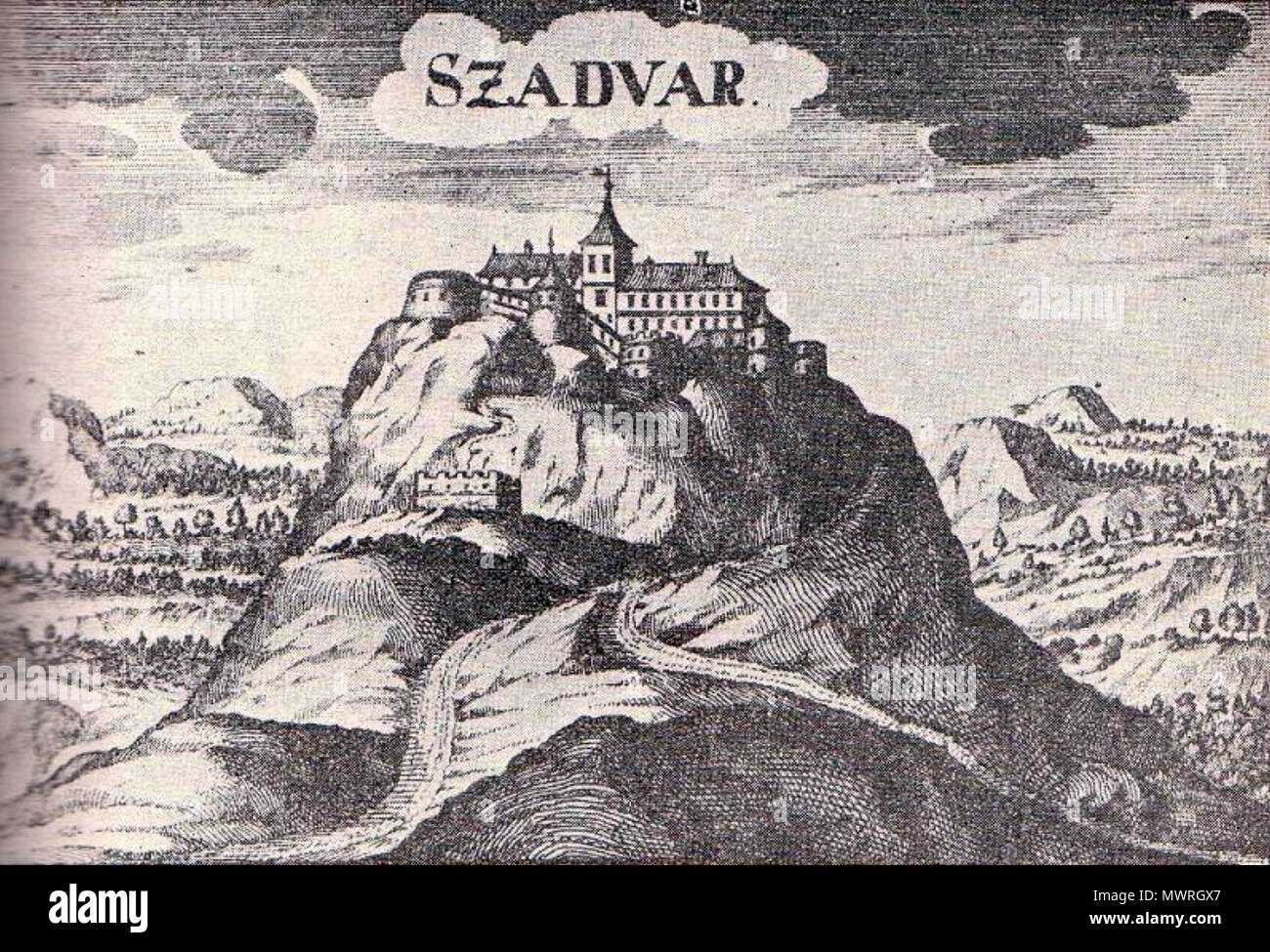 . Magyar : Szádvár észak felől - Matthias Greischer metszete 1680 körül : Ligne Anglais Szadvar gravure de fort en Hongrie. Au sujet de l'année 1680 par Matthias Greischer . 18 mars 2014, 19:21:40. Matthias Greischer Szadvar 584 fort en Hongrie à propos de 1680 Banque D'Images