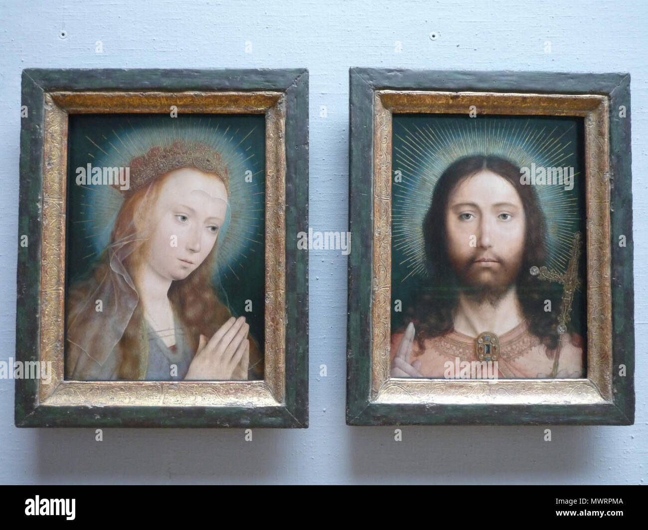 . Anglais : Salvator mundi le Christ et Marie en prière, par Quentin Metsys, Anvers English : le Christ sauveur et Marie en prière, Quentin Metsys, MBA Anvers . Xvème-XVIÈME 508 Quentin Metsys Anvers Christ Banque D'Images