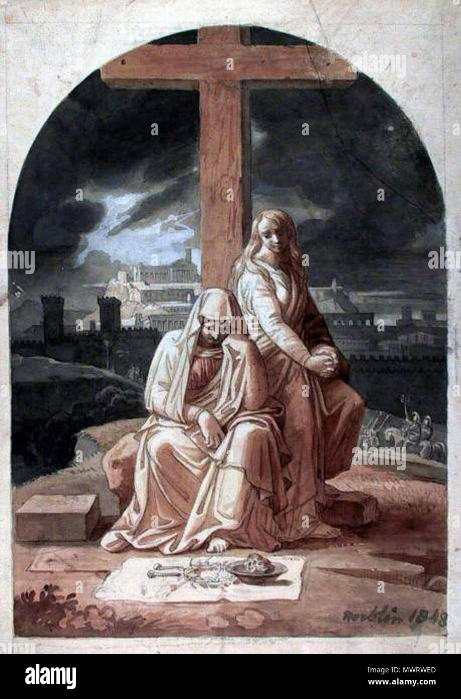 . La Vierge au pied de la Croix . 1848. Sébastien Norblin 565 Sobeck Vierge pied Croix Banque D'Images
