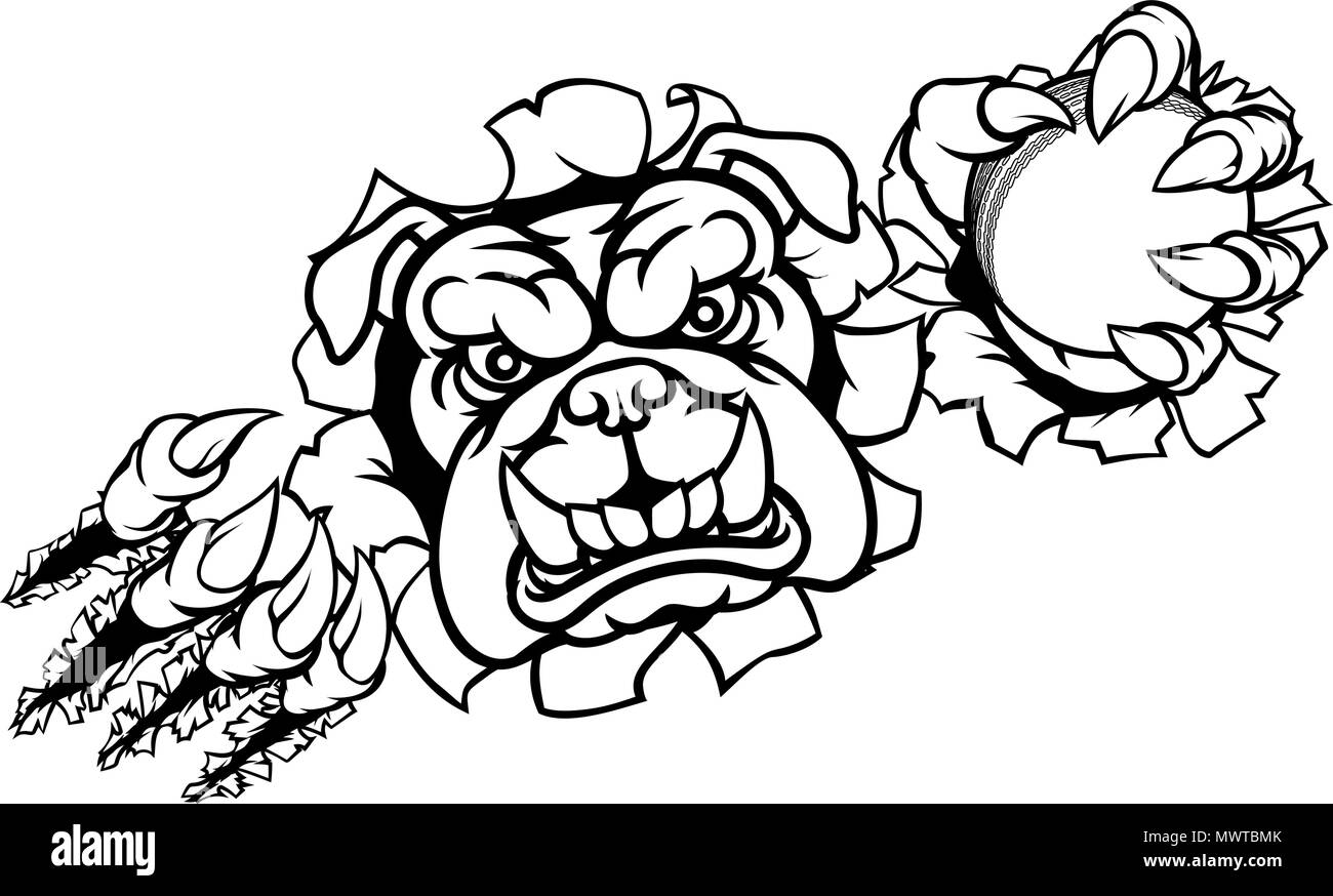 Sports Cricket Bulldog Mascot Illustration de Vecteur