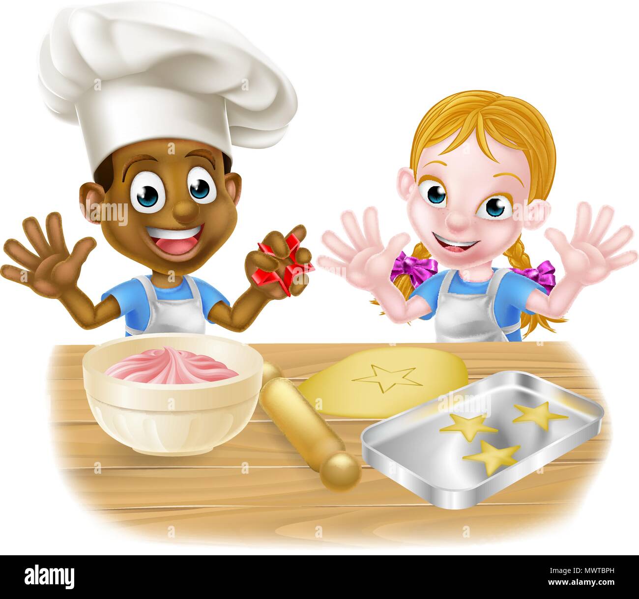 Cartoon Kids Baking Illustration de Vecteur