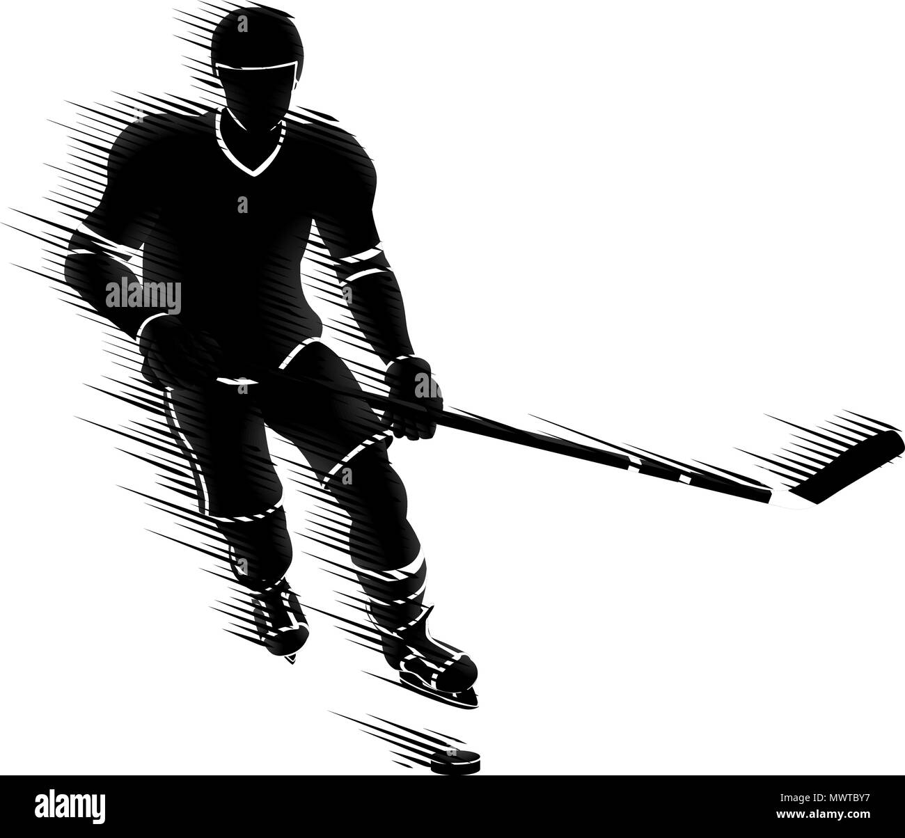 Silhouette Concept, joueur de hockey sur glace Illustration de Vecteur