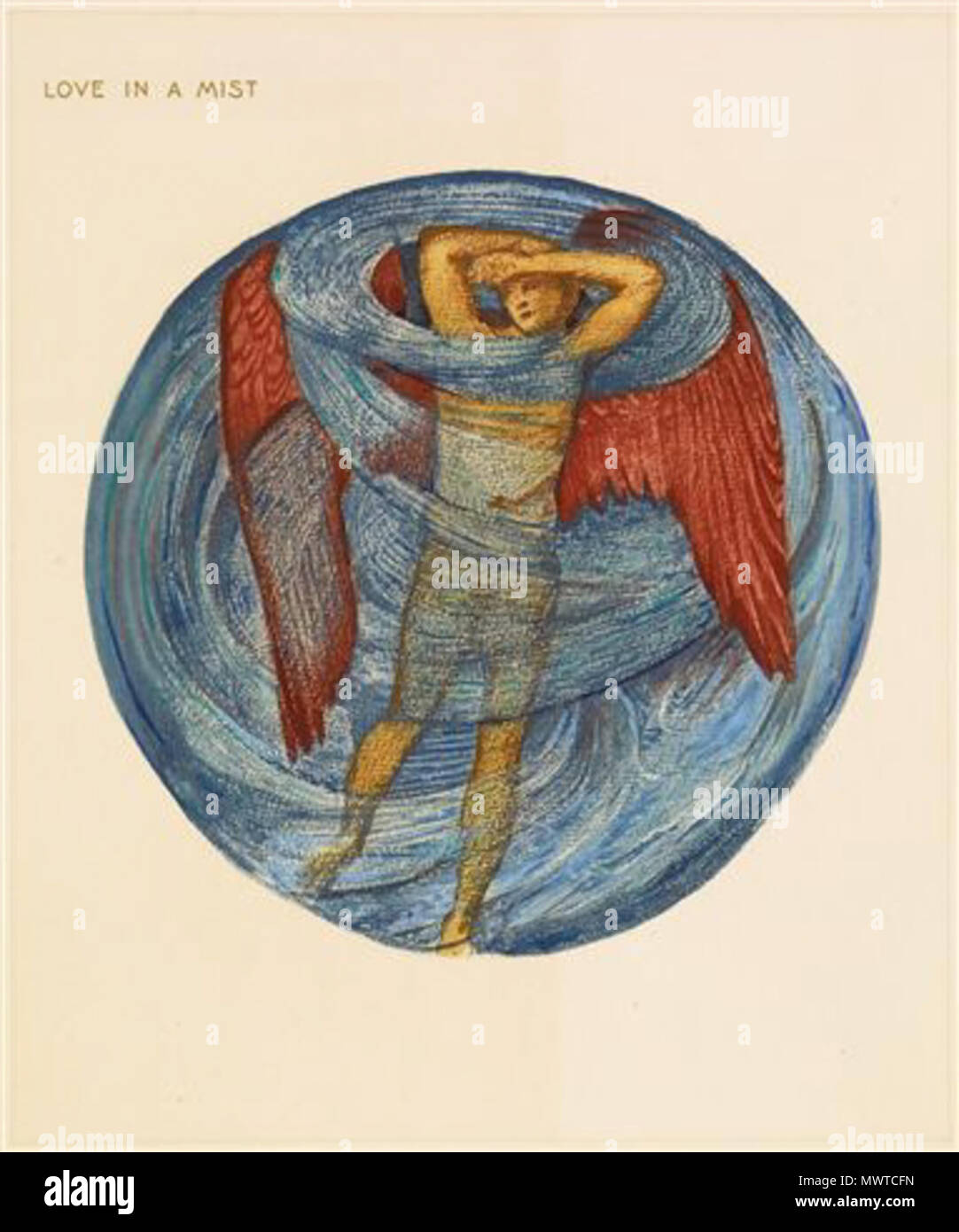 . Anglais : D'après le site web des musées de Birmingham 'Une page de l'édition en fac-similé de Burne-Jones' Fleur livre, l'un des 38 dessins reproduits à l'aquarelle par Henri Piazza et Cie, pour la Fine Art Society, Londres, en 1905.' Fleur en question est "l'amour dans un brouillard' . 1905 596 La Fleur Livre - l'amour dans un brouillard Banque D'Images