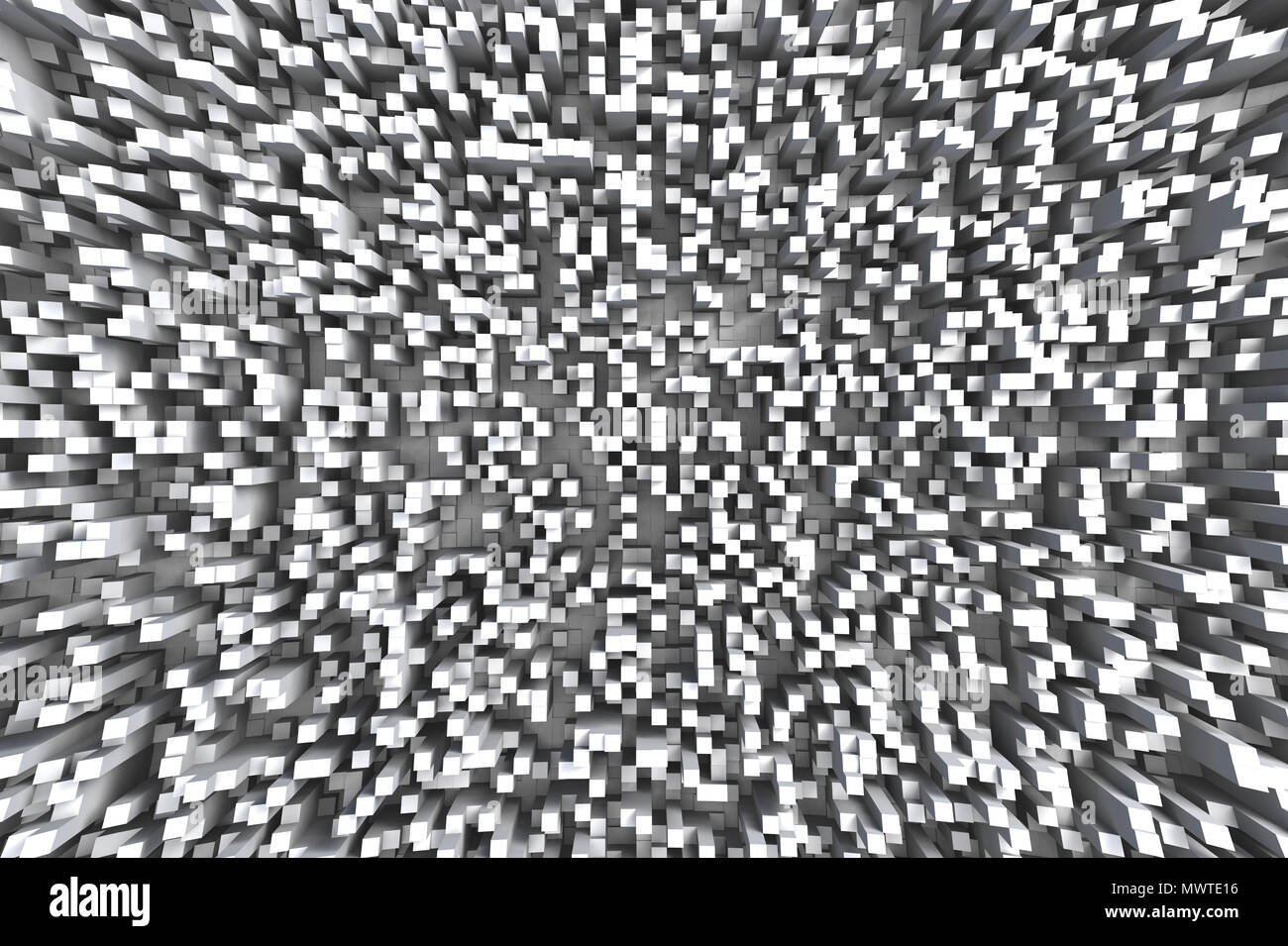 Abstraite noir et blanc ou gris géométrique 3D Perspective petit cube 600x600 Modèle de conception d'arrière-plan Banque D'Images