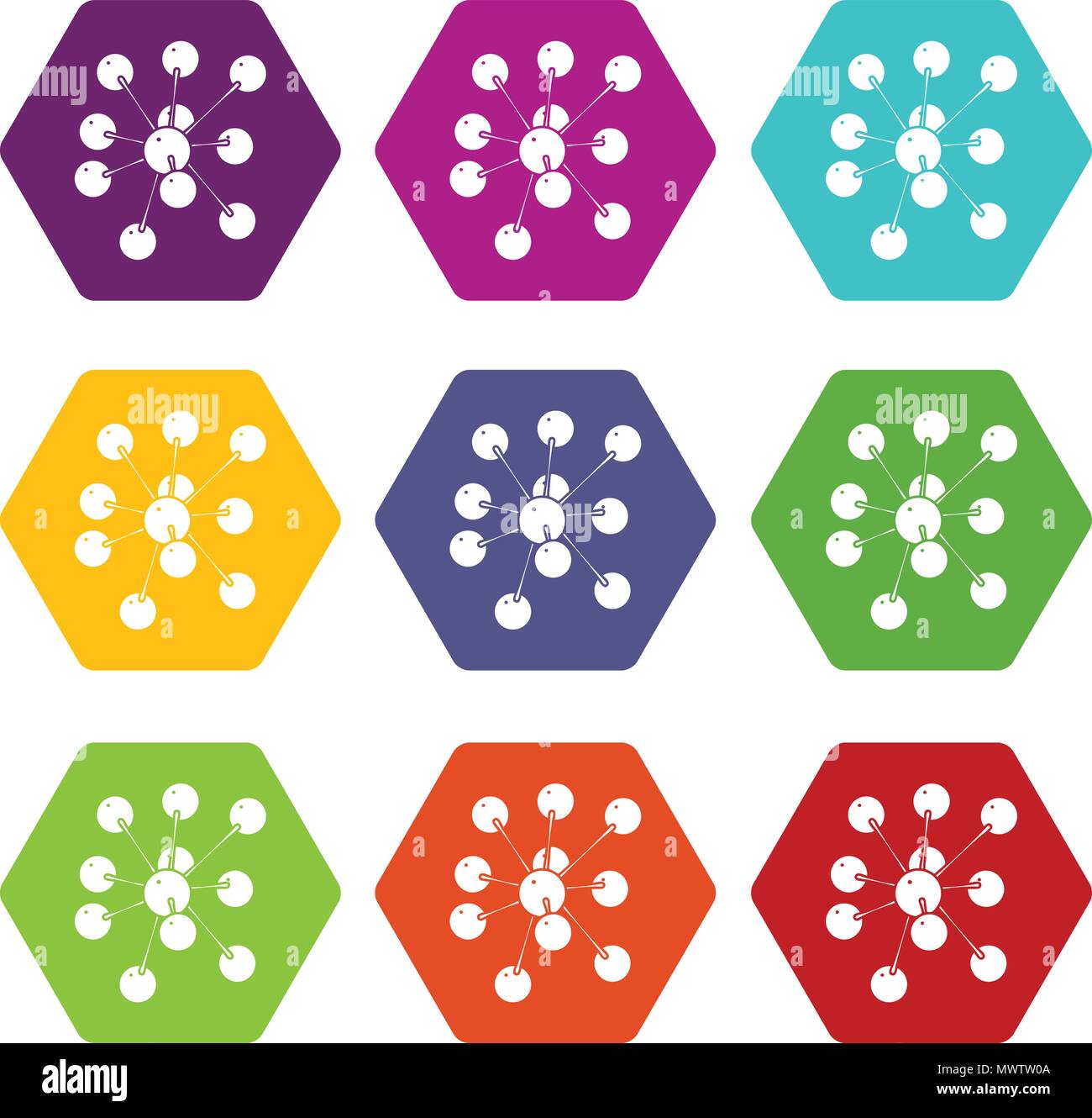 Molécule crésols icons set 9 vector Illustration de Vecteur